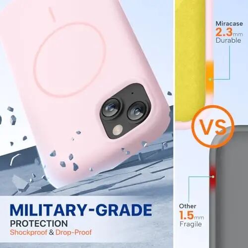 Miracase Designed for iPhone 13 Case, [Soft Anti-Scratch Microfiber Lining], Shockproof Liquid Silicone Rubber Phone Cover Case for 13 6.1 inch, Sand Pink - 3