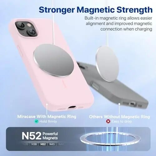 Miracase Designed for iPhone 13 Case, [Soft Anti-Scratch Microfiber Lining], Shockproof Liquid Silicone Rubber Phone Cover Case for 13 6.1 inch, Sand Pink - 5