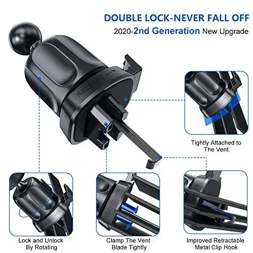 Miracase Upgraded-2nd Generation Universal Phone Holders for Your Car, Hands Free Air Vent Car Phone Holder Mount Compatible with iPhone 16/15/14/13/12/11 Series and All Phones - 5