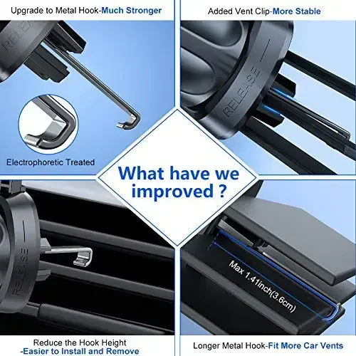 Miracase Upgraded-2nd Generation Universal Phone Holders for Your Car, Hands Free Air Vent Car Phone Holder Mount Compatible with iPhone 16/15/14/13/12/11 Series and All Phones - 6