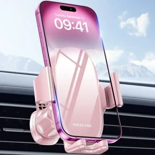 Miracase yangilangan-2-avlod Universal telefon ushlagichlari avtomobilingiz uchun, Qo'lsiz havo chiqarish teshigi Avtomobil telefon ushlagichi iPhone 16/15/14/13/12/11 seriyasi va barcha telefonlar bilan mos keladi 