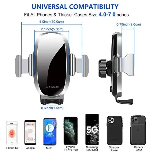 Miracase yangilangan-2-avlod Universal Telefon ushlagichlari sizning mashinangiz uchun, Qo'lsiz havo chiqarish joyi Telefon ushlagichi iPhone 16/15/14/13/12/11 seriyasi va barcha telefonlar bilan mos keladi - 3