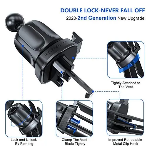 Miracase Upgraded-2nd Generation Universal Phone Holders for Your Car, Hands Free Air Vent Car Phone Holder Mount Compatible with iPhone 16/15/14/13/12/11 Series and All Phones - 5