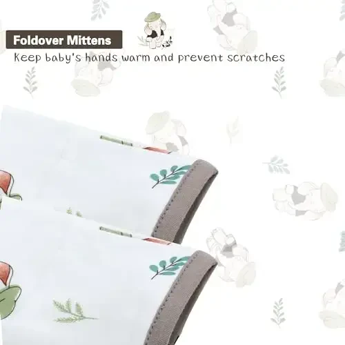 Miracle Baby Комплект для новорожденных с узлом и шапочкой, 3 ночные рубашки для новорожденных, детские спальные рубашки с варежками для мальчиков и девочек 0-6 месяцев - 7