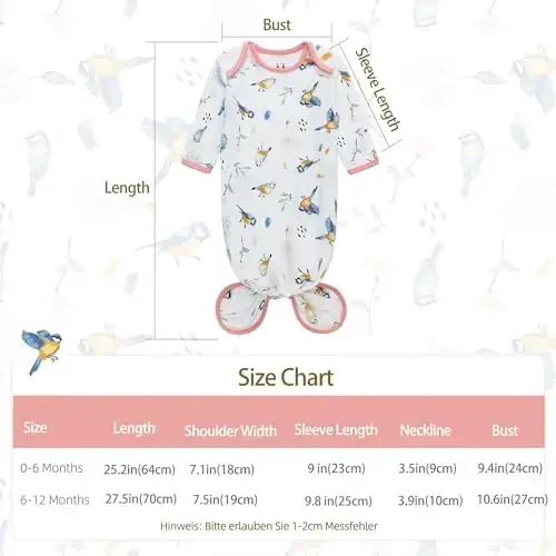 Miracle Baby Newborn Knotted Gown with Hat Set, 3 Pack Newborn Nightgowns, Baby Sleeper Gowns with Mitten Cuffs for Boys Girls 0-6 Months - 3