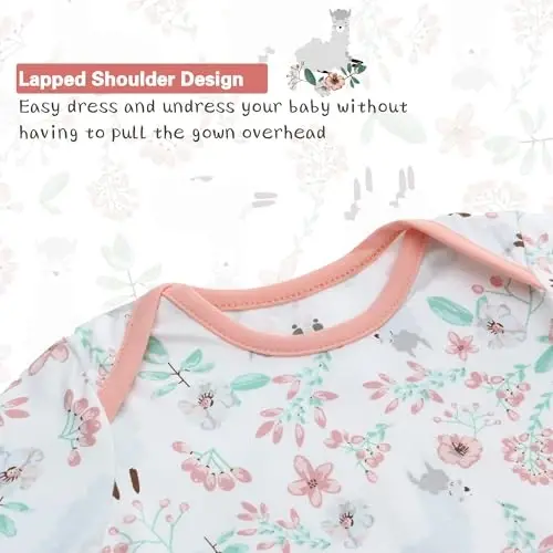 Miracle Baby Newborn Knotted Gown with Hat Set, 3 Pack Newborn Nightgowns, Baby Sleeper Gowns with Mitten Cuffs for Boys Girls 6-12 Months - 4