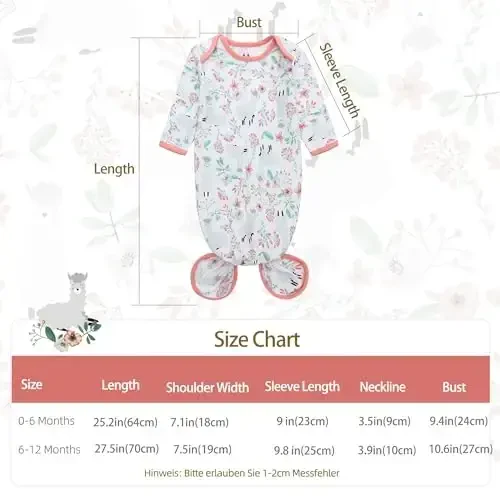 Miracle Baby Newborn Tug'ilgan tugunli ko'ylak Shapka bilan to'plami, 3 dona yangi tug'ilgan tungi ko'ylaklar, o'g'il bolalar uchun qo'lqopli manjetli chaqaloq uyqu ko'ylaklari 6-12 oy - 3