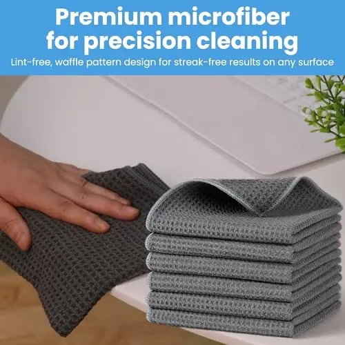 MIRACLEAN FairyWaffle Microfiber Cleaning Cloth - 12 x 12 inches Streak-Free Lint-Free Absorbent Microfiber Cloths for Screens, Glasses, Dusting & Appliances - 6 Pack Premium Cloth Wipes - 2