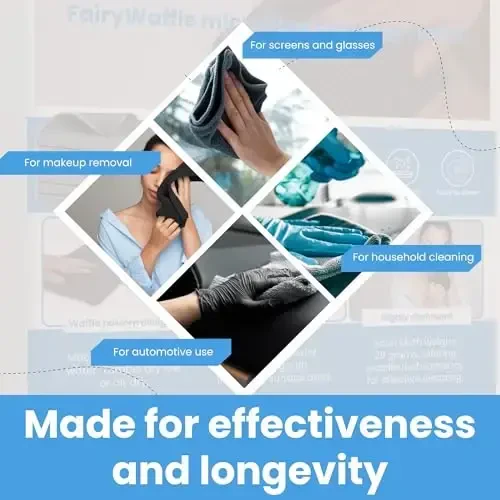 MIRACLEAN FairyWaffle Microfiber Cleaning Cloth - 12 x 12 inches Streak-Free Lint-Free Absorbent Microfiber Cloths for Screens, Glasses, Dusting & Appliances - 6 Pack Premium Cloth Wipes - 6