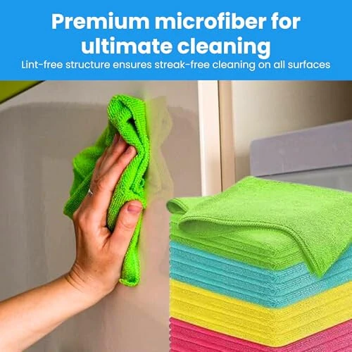 MIRACLEAN Microfiber Cleaning Cloths 12 Pack - 12 x 12 inches Streak-Free Lint-Free Cloth Wipes for Screens, Dusting & Appliances - Premium Glasses Cleaning Cloth Set - MIRACLEAN