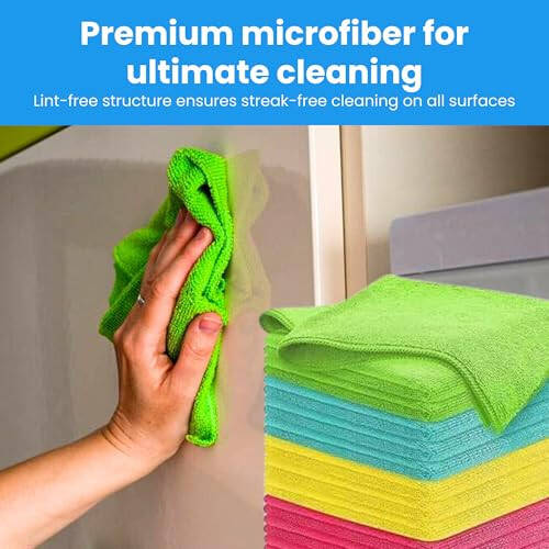 MIRACLEAN Microfiber Cleaning Cloth 12 Pack - 12 x 12 inches - Rags for Cleaning House Streak-Free Wipes for Screens, Dusting & Appliances - Premium Microfiber Cleaning Cloth - 1