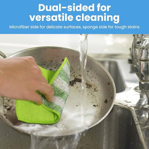 MIRACLEAN Spic&Sponge Kitchen Pads - Dual-Sided 4.5 x 6.5 inches Cleaning Wipes for Dishes, Countertops & Stovetops - Microfiber & Sponge - Reusable General Household Cleaning Rags - Pack of 8 - 2