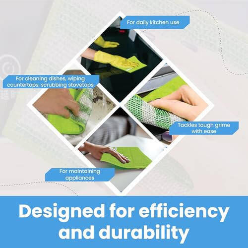 MIRACLEAN Spic&Sponge Kitchen Pads - Dual-Sided 4.5 x 6.5 inches Cleaning Wipes for Dishes, Countertops & Stovetops - Microfiber & Sponge - Reusable General Household Cleaning Rags - Pack of 8 - 6
