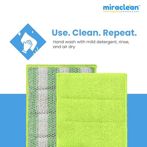 MIRACLEAN Spic&Sponge Kitchen Pads - Dual-Sided 4.5 x 6.5 inches Cleaning Wipes for Dishes, Countertops & Stovetops - Microfiber & Sponge - Reusable General Household Cleaning Rags - Pack of 8 - 7