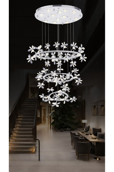 Mirante 3-Light Pendant Chandelier Hotel Lobby Chandelier Living Room Chandelier Villa Chandelier - RONİSU AYDINLATMA