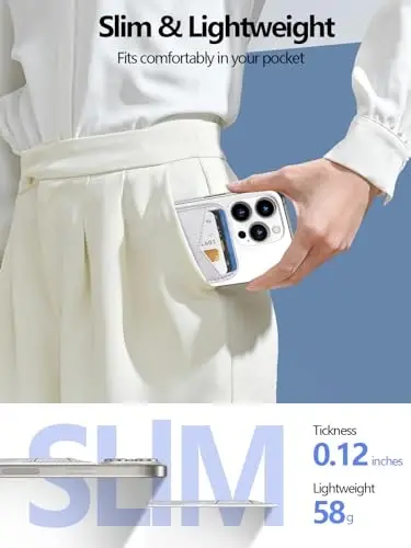 Miroddi для MagSafe кошелек, самый мощный магнитный держатель для карт для iPhone 17/16/15/14/13/12 серии, ультратонкий кожаный магнитный кошелек для телефона с 2 слотами для карт, RFID-блокировка, больше не выпадает, серый - 3