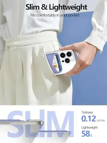 Miroddi для MagSafe кошелек, самый мощный магнитный держатель карт для iPhone 17/16/15/14/13/12 серии, ультратонкий кожаный магнитный кошелек для телефона с 2 слотами для карт, RFID блокировка, больше не выпадает, лаванда - 3