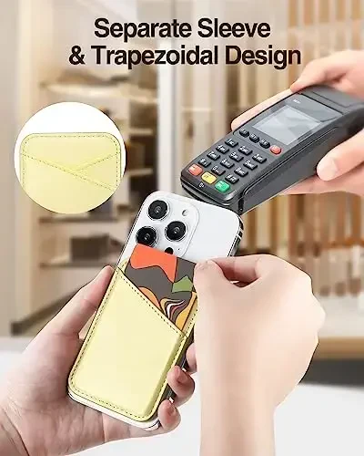 Miroddi для MagSafe кошелька, самый сильный магнитный держатель карт для iPhone 17/16/15/14/13/12, ультратонкий кожаный магнитный кошелек для телефона с 2 слотами для карт, защита RFID, больше не падает, лимонно-желтый - 2