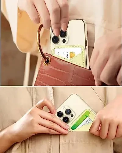 Miroddi для MagSafe кошелька, самый сильный магнитный держатель карт для iPhone 17/16/15/14/13/12, ультратонкий кожаный магнитный кошелек для телефона с 2 слотами для карт, защита RFID, больше не падает, лимонно-желтый - 3