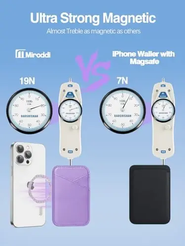 Miroddi для MagSafe Wallet, самый прочный магнитный держатель для карт для iPhone 17/16/15/14/13/12 Series, ультратонкий кожаный магнитный кошелек для телефона с 2 отделениями для карт, RFID-блокировка, больше не падает, фиолетовый - 2