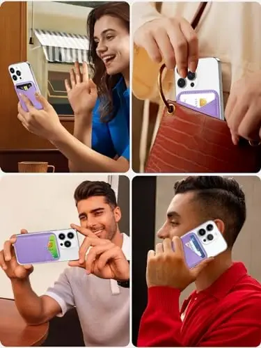 Miroddi для MagSafe Wallet, самый прочный магнитный держатель для карт для iPhone 17/16/15/14/13/12 Series, ультратонкий кожаный магнитный кошелек для телефона с 2 отделениями для карт, RFID-блокировка, больше не падает, фиолетовый - 6