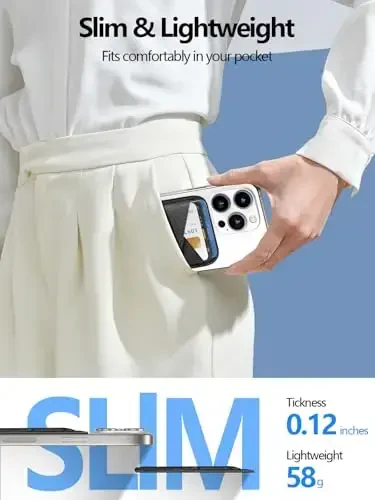 Miroddi for MagSafe hamyoni, iPhone 17/16/15/14/13/12 seriyasi uchun eng kuchli magnitli karta ushlagichi, 2 ta karta uyasi bo'lgan ultra yupqa charm magnitli telefon hamyoni, RFID blokirovkasi, uglerod tolali qora - 3