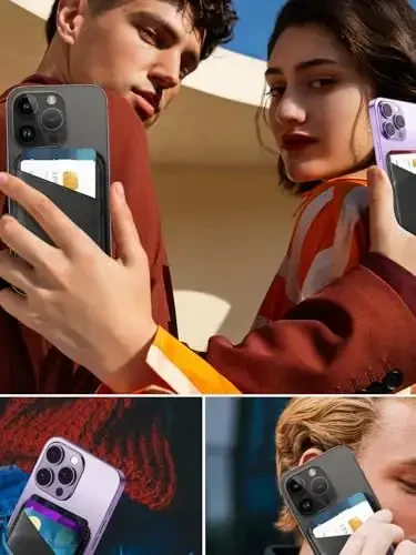 Miroddi for MagSafe hamyoni, iPhone 17/16/15/14/13/12 seriyasi uchun eng kuchli magnitli karta ushlagichi, 2 ta karta uyasi bo'lgan ultra yupqa charm magnitli telefon hamyoni, RFID blokirovkasi, uglerod tolali qora - 5