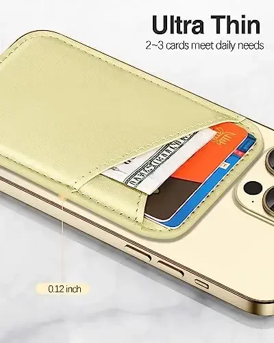 Miroddi for MagSafe hamyoni, iPhone 17/16/15/14/13/12 seriyasi uchun eng kuchli magnitli karta ushlagichi, 2 ta karta uyasi bo'lgan ultra yupqa teri magnitli telefon hamyoni, RFID blokirovkasi, endi tushib qolmaydi, limon sariq - 5