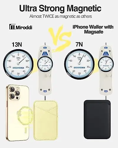 Miroddi for MagSafe hamyoni, iPhone 17/16/15/14/13/12 seriyasi uchun eng kuchli magnitli karta ushlagichi, 2 ta karta uyasi bo'lgan ultra yupqa teri magnitli telefon hamyoni, RFID blokirovkasi, endi tushib qolmaydi, limon sariq - 4