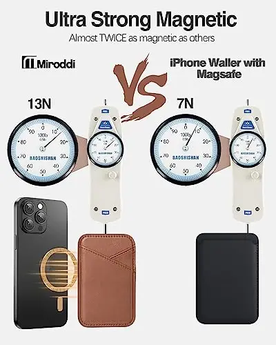 Miroddi for MagSafe Wallet, iPhone 16/15/14/13/12 Series uchun magnitli hamyon kart ushlagichi, 0.12