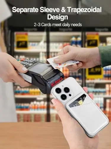 Miroddi for MagSafe Wallet, iPhone 16/15/14/13/12 seriyalari uchun eng kuchli magnit kart ushlagichi, 2 ta mustaqil karta uyasi, RFID blokirovkasi, oq - 5