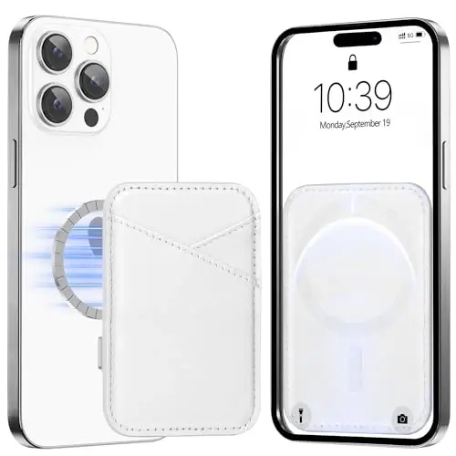 Miroddi for MagSafe Wallet, iPhone 16/15/14/13/12 seriyalari uchun eng kuchli magnit kart ushlagichi, 2 ta mustaqil karta uyasi, RFID blokirovkasi, oq 