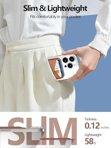 Miroddi for MagSafe Wallet, iPhone 16/15/14/13/12 seriyasi uchun teri magnit kart ushlagichi, 0,12