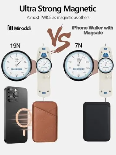 Miroddi for MagSafe Wallet, iPhone 16/15/14/13/12 seriyasi uchun teri magnit kart ushlagichi, 0,12