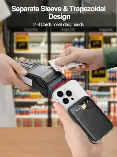 Miroddi for MagSafe Wallet, iPhone 17/16/15/14/13/12 Series uchun eng kuchli magnit kart ushlagichi, 2 ta kartalashli ultra yupqa charm magnit telefon hamyoni, RFID blokirovka, uglerod tolali qora - 4