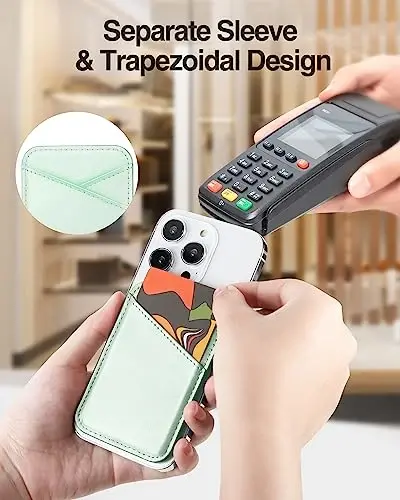 Miroddi for MagSafe Wallet, iPhone 17/16/15/14/13/12 Series uchun eng kuchli magnitli karta ushlagichi, 2 ta karta uyasi bilan ultra yupqa charm magnitli telefon hamyoni, RFID blokirovkasi, endi tushib qolmaydi, bargli yashil - MIRODDI (1)