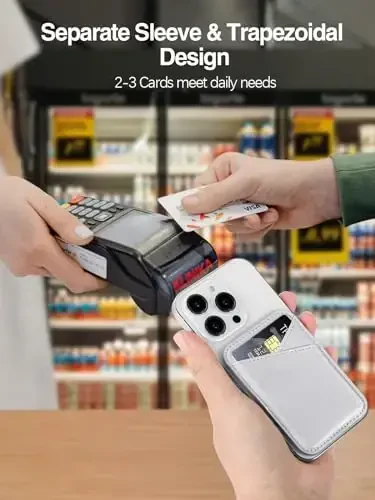 Miroddi for MagSafe Wallet, iPhone 17/16/15/14/13/12 seriyalari uchun eng kuchli magnit kart ushlagichi, 2 ta kart slotli ultra yupqa charm magnit telefon hamyoni, RFID blokirovkasi, endi tushib qolmaydi, kulrang - 6