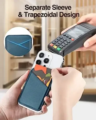 Miroddi for MagSafe Wallet, iPhone 17/16/15/14/13/12 seriyasi uchun eng kuchli magnit kart ushlagichi, 2 ta kart uchun joyli ultra yupqa charm magnitli telefon hamyoni, RFID blokirovka, endi tushib qolmaydi, ko'k - 3