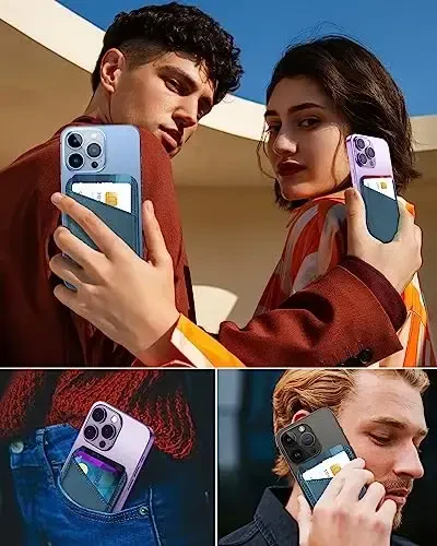 Miroddi for MagSafe Wallet, iPhone 17/16/15/14/13/12 seriyasi uchun eng kuchli magnit kart ushlagichi, 2 ta kart uchun joyli ultra yupqa charm magnitli telefon hamyoni, RFID blokirovka, endi tushib qolmaydi, ko'k - 6