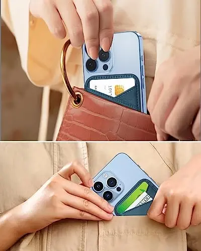 Miroddi for MagSafe Wallet, iPhone 17/16/15/14/13/12 seriyasi uchun eng kuchli magnit kart ushlagichi, 2 ta kart uchun joyli ultra yupqa charm magnitli telefon hamyoni, RFID blokirovka, endi tushib qolmaydi, ko'k - 5