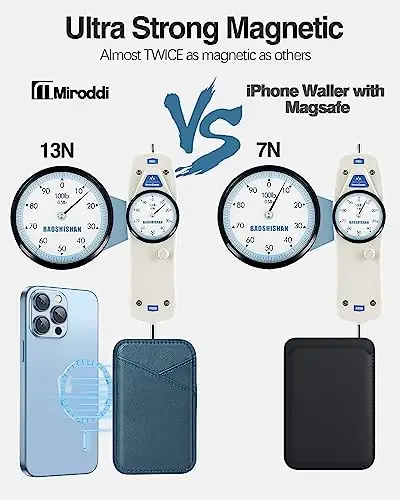 Miroddi for MagSafe Wallet, iPhone 17/16/15/14/13/12 seriyasi uchun eng kuchli magnit kart ushlagichi, 2 ta kart uchun joyli ultra yupqa charm magnitli telefon hamyoni, RFID blokirovka, endi tushib qolmaydi, ko'k - 2