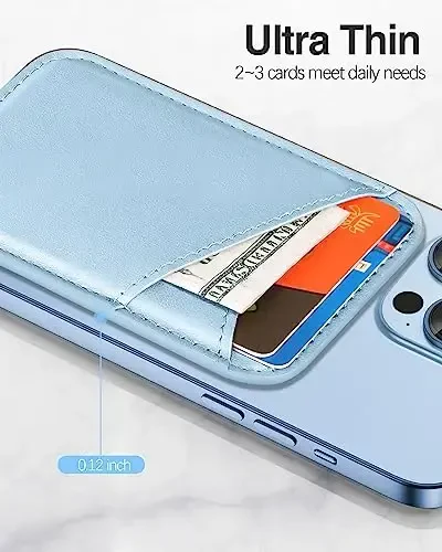 Miroddi for MagSafe Wallet, iPhone 17/16/15/14/13/12 seriyasi uchun eng kuchli magnit kart ushlagichi, 2 ta karta uyasi bilan ultra yupqa charm magnit telefon hamyoni, RFID blokirovkasi, endi tushib qolmaydi, oq muz - 5