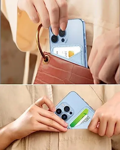 Miroddi for MagSafe Wallet, iPhone 17/16/15/14/13/12 seriyasi uchun eng kuchli magnit kart ushlagichi, 2 ta karta uyasi bilan ultra yupqa charm magnit telefon hamyoni, RFID blokirovkasi, endi tushib qolmaydi, oq muz - 3