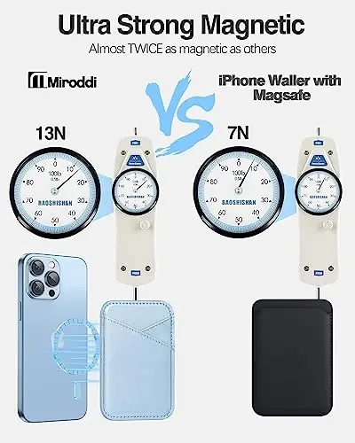 Miroddi for MagSafe Wallet, iPhone 17/16/15/14/13/12 seriyasi uchun eng kuchli magnit kart ushlagichi, 2 ta karta uyasi bilan ultra yupqa charm magnit telefon hamyoni, RFID blokirovkasi, endi tushib qolmaydi, oq muz - 4