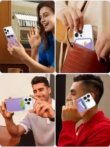 Miroddi for MagSafe Wallet, iPhone 17/16/15/14/13/12 seriyasi uchun eng kuchli magnit kart ushlagichi, 2 ta karta uyasi bilan ultra-yupqa teri magnit telefon hamyoni, RFID blokirovkasi, endi tushib qolmaydi, binafsha - 6