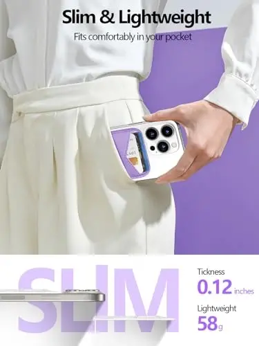 Miroddi for MagSafe Wallet, iPhone 17/16/15/14/13/12 seriyasi uchun eng kuchli magnit kart ushlagichi, 2 ta karta uyasi bilan ultra-yupqa teri magnit telefon hamyoni, RFID blokirovkasi, endi tushib qolmaydi, binafsha - 3