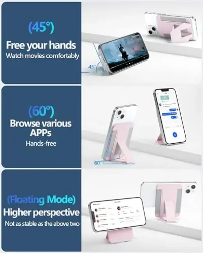 Miroddi for Magsafe Wallet Stand, Magnetic Phone Wallet for iPhone 17/16/15/14/13/12 Series, Leather Magnetic Cards Holder, Fits 5 Cards, RFID Blocking, Slim, Pink - 3