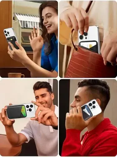 Miroddi for MagSafe Wallet, Strongest Magnetic Card Holder for iPhone 17/16/15/14/13/12 Series, Ultra-Thin Leather Magnetic Phone Wallet with 2 Card Slots, RFID Blocking, Carbon Fiber Black - 7