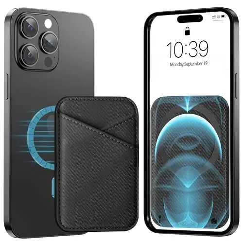 Miroddi for MagSafe Wallet, Strongest Magnetic Card Holder for iPhone 17/16/15/14/13/12 Series, Ultra-Thin Leather Magnetic Phone Wallet with 2 Card Slots, RFID Blocking, Carbon Fiber Black - MIRODDI