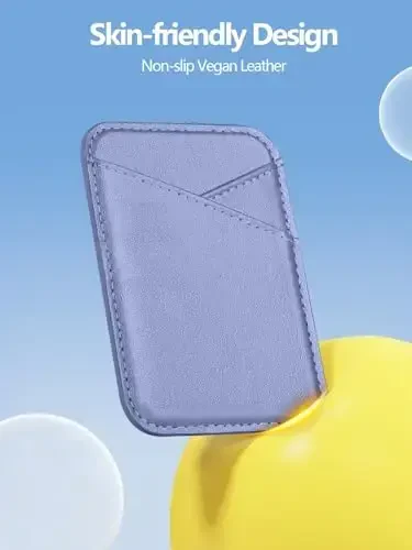 Miroddi for MagSafe Wallet, Strongest Magnetic Card Holder for iPhone 17/16/15/14/13/12 Series, Ultra-Thin Leather Magnetic Phone Wallet with 2 Card Slots, RFID Blocking, No More Falling, Lavender - 4